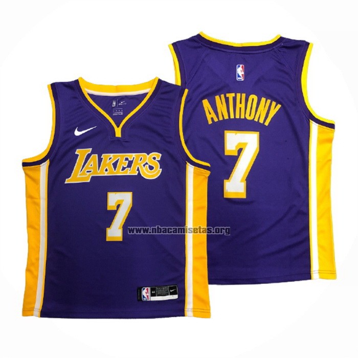 Camiseta Los Angeles Lakers Carmelo Anthony NO 7 Statement Violeta